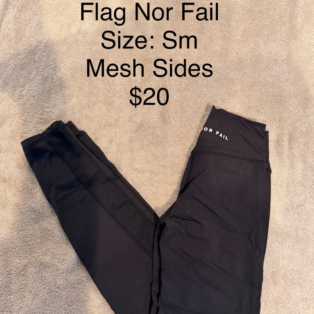 Flag Nor Fail Kids Black Leggings with Mesh Sides